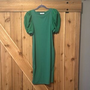 Green Puff Sleeve Dress